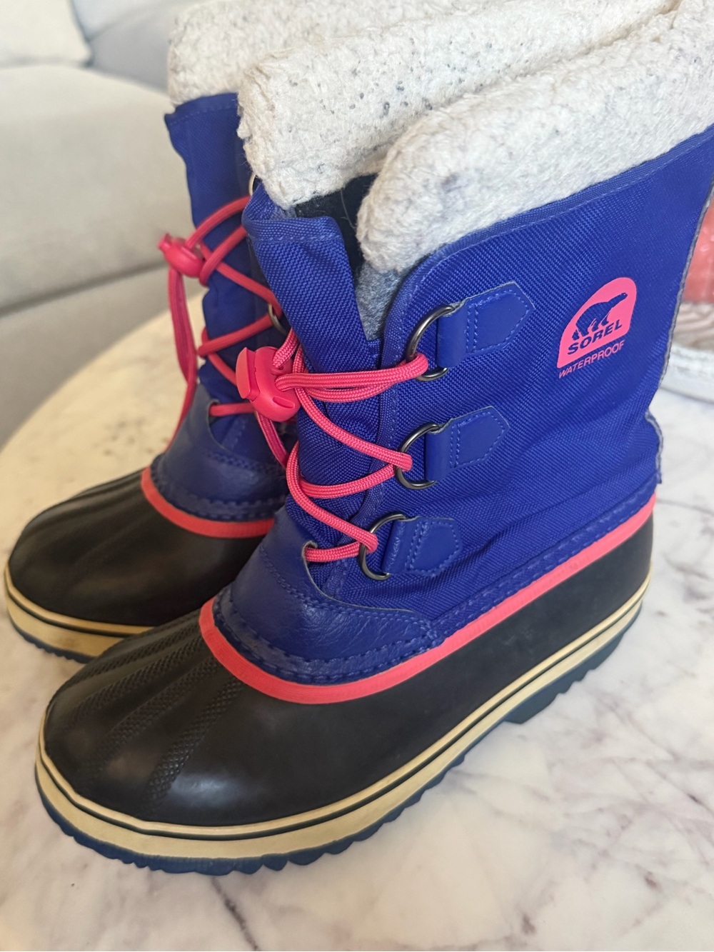 Sorel Kids Purpleish Blue and Pink Waterproof Snow Boots 4